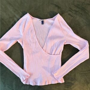 Universal Thread Soft Pink V-Neck Long Sleeve Top